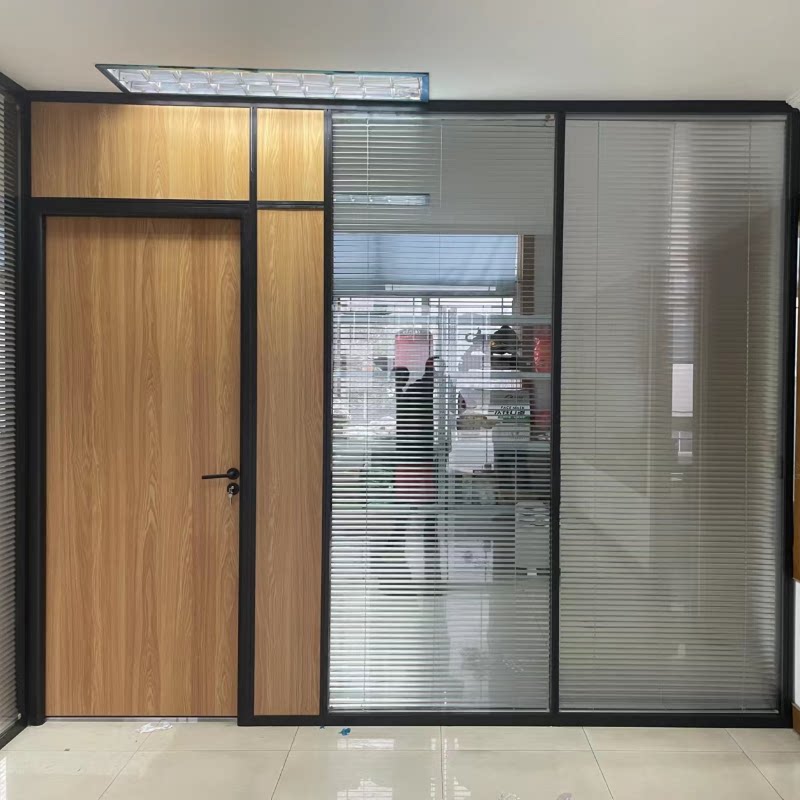 宿迁高隔断办公室玻璃隔断墙隔音间双玻百叶窗磨砂玻璃铝合金屏风