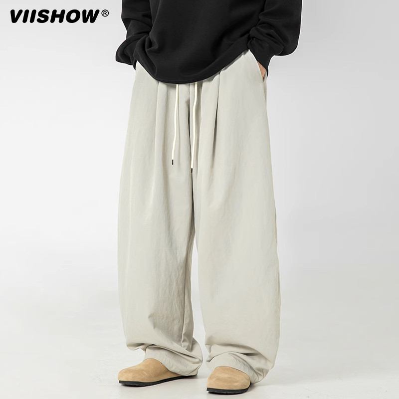 VISHOW宽松阔腿休闲裤男2025年春季新品潮牌美式长裤百搭裤子男,男装,休闲裤,淘宝优惠券,粉丝福利购,淘宝优惠卷