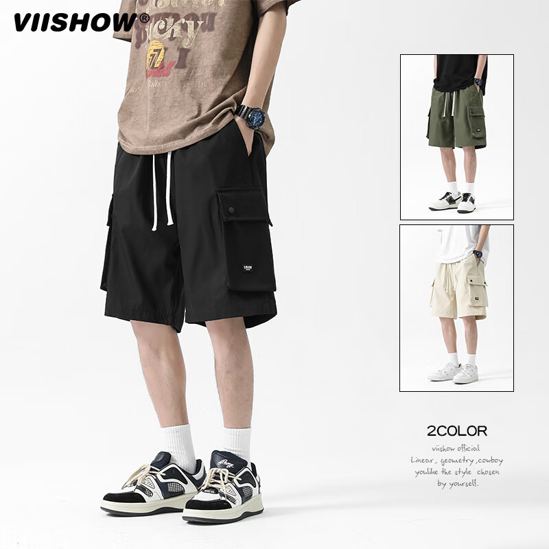 VIISHOW工装短裤男潮牌裤子宽松夏季美式运动裤男士休闲裤五分裤