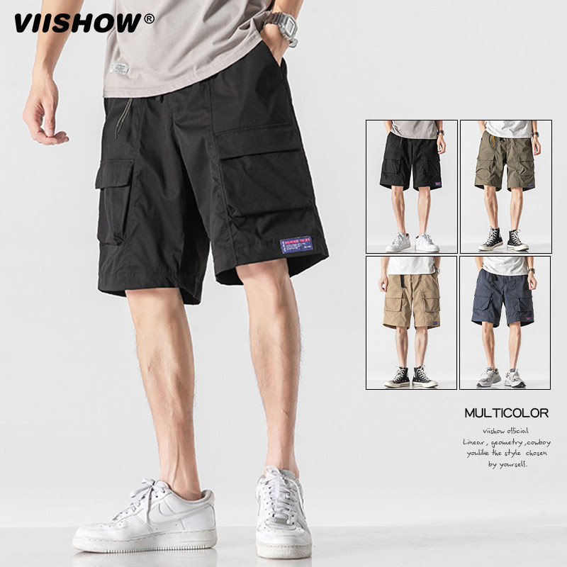 VISHOW潮牌日系工装口袋休闲短裤男复古街头宽松百搭潮流五分裤
