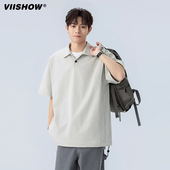 翻领半袖 VIISHOW短袖 t恤男宽纯色上衣服T 2025夏季 新款 男士 polo衫