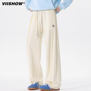 休闲裤 宽松阔腿裤 子男生25春季 抽绳直筒卫裤 新款 VIISHOW高街美式