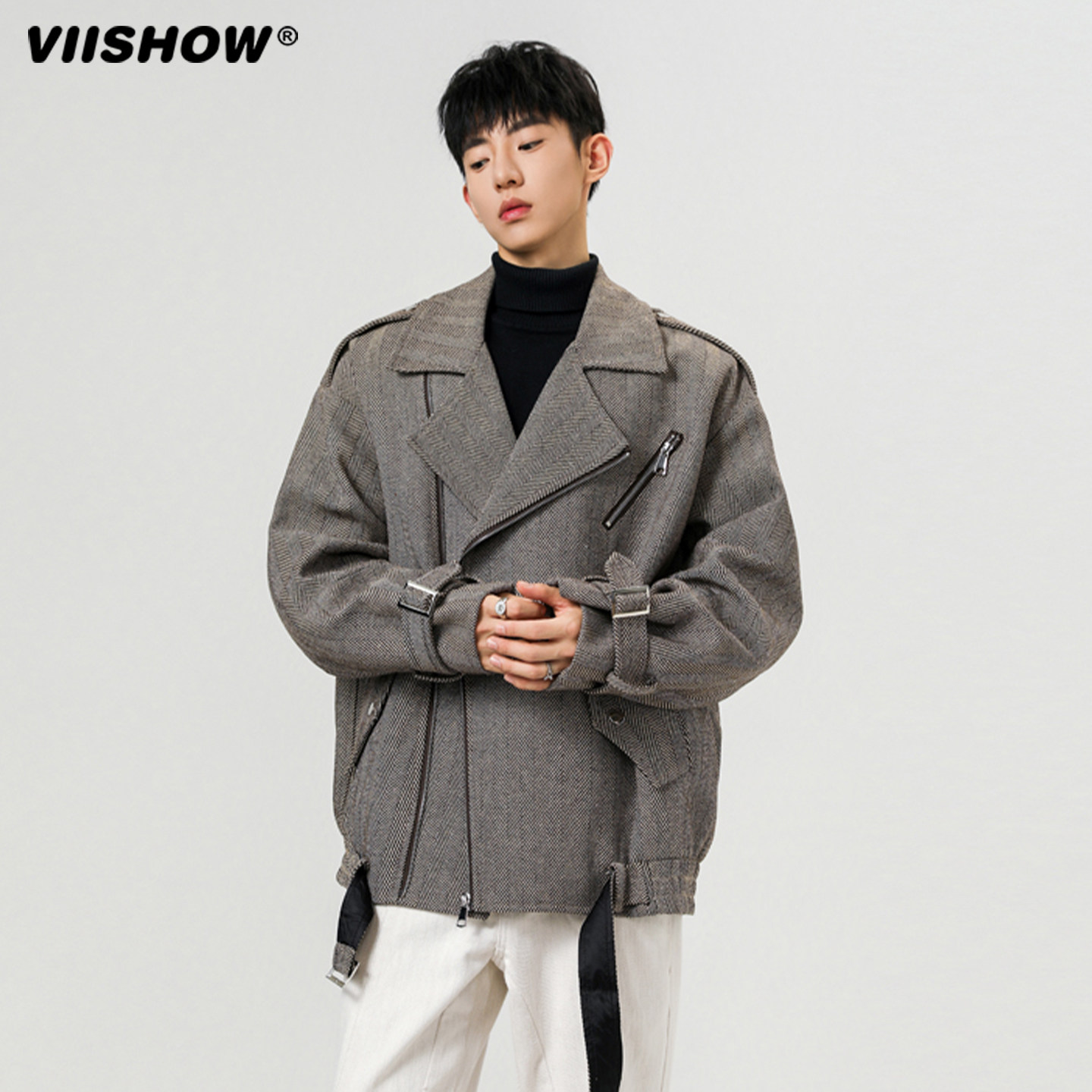 VIISHOW老钱风复古夹克男秋季美式高街短款大衣潮牌设计休闲外套