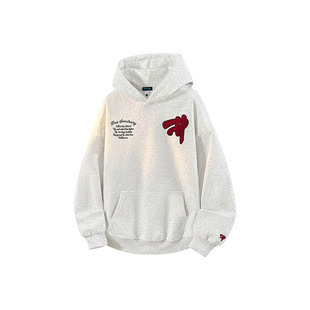 PRESSURE重磅美式 高街重工刺绣绣字母休闲宽松落肩连帽卫衣男女款