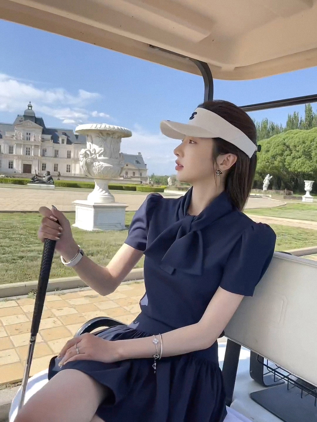 学院风休闲运动套装女夏小香风气质上衣+百褶短裙简约两件套裙装-封面