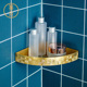 浴室可免钉黄铜转角架壁挂卫生间三角收纳置物墙上挂篮 喜月新中式