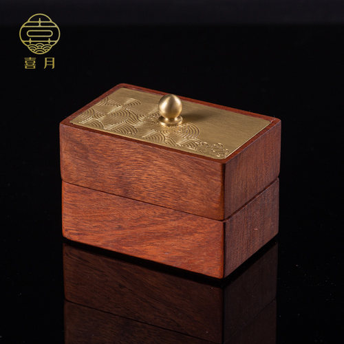 喜月中式黄铜牙线棉签收纳盒高档