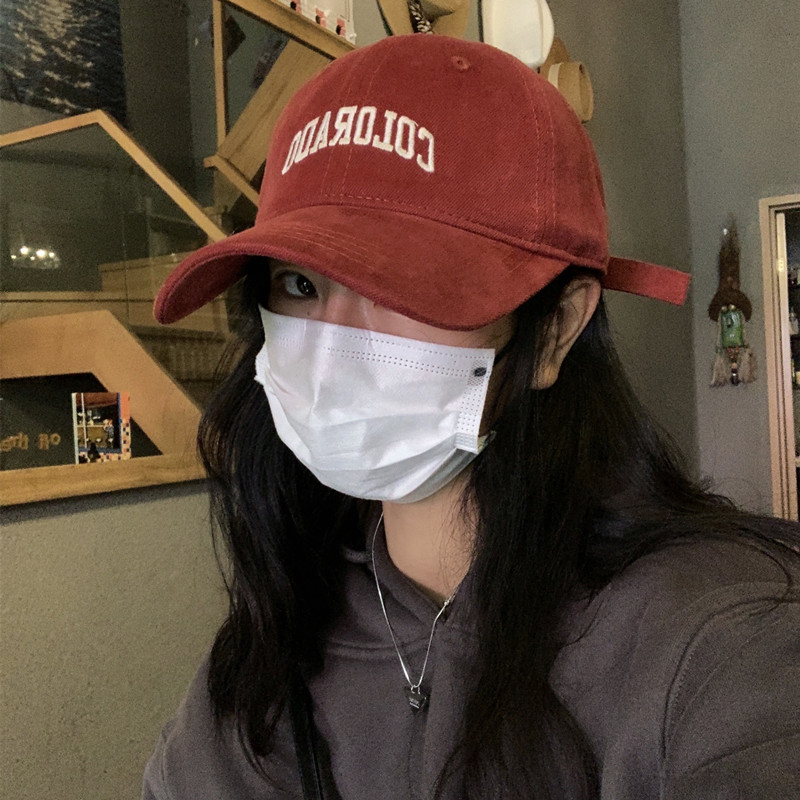 质感好磨毛棉简约字母鸭舌帽子女韩版百搭休闲情侣显脸小棒球帽男