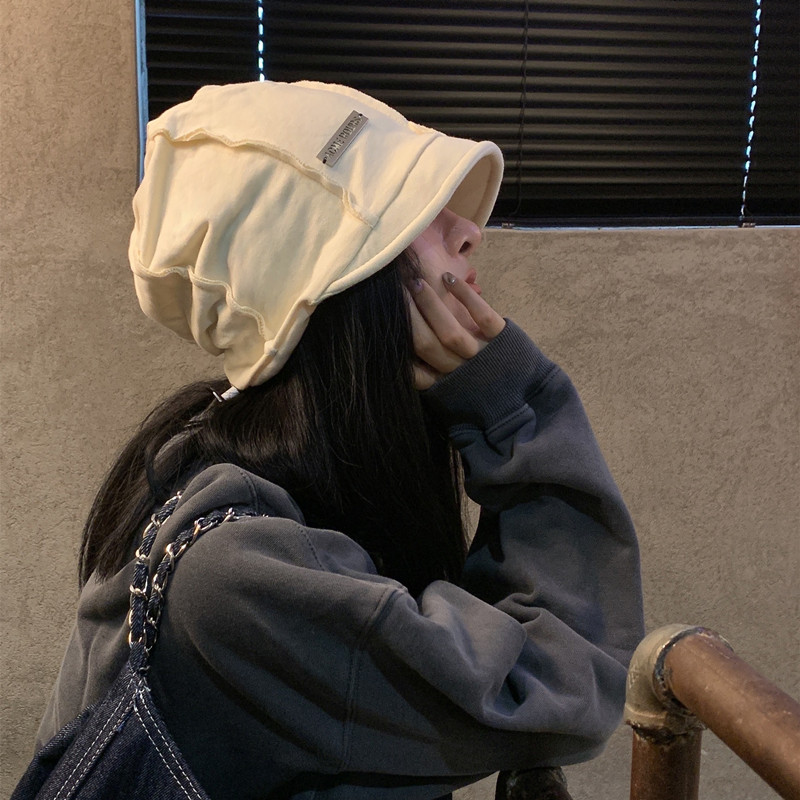 秋冬日系堆堆帽子女显脸小素颜包头帽保暖护耳冷帽男慵懒风月子帽