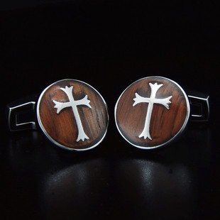 医院骑士十字架不锈钢法式 扣 衬衫 袖 口 斯巴达 钉男士 原生红木袖