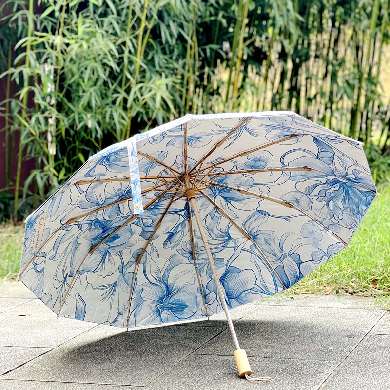古风双层防晒防风12根双骨24骨折叠伞三折晴雨伞防紫外线伞太阳伞