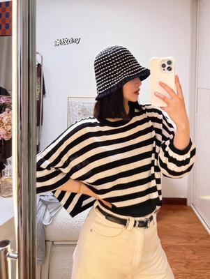 女士度假风镂空针织渔夫帽