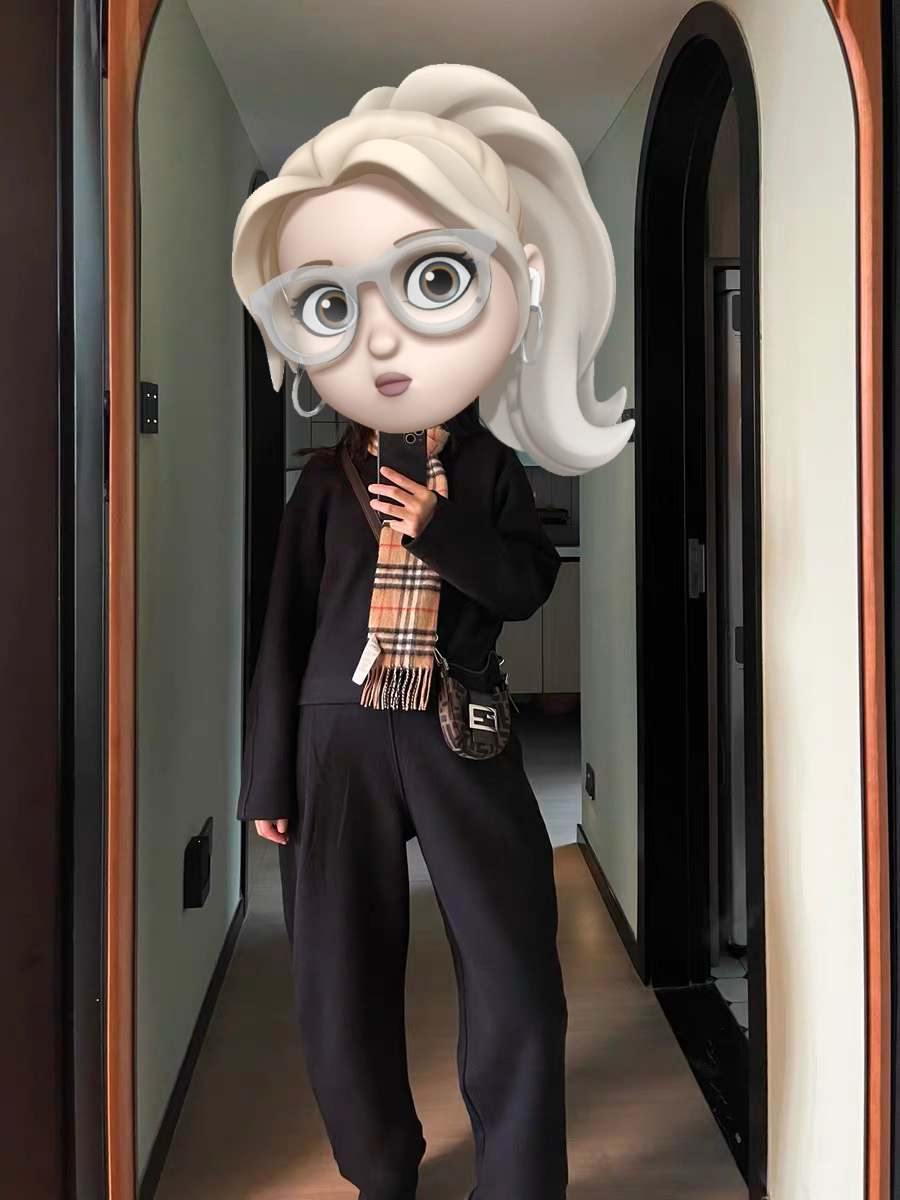 原 C女士标准版型藏蓝色桶形缩绒羊毛混纺卫裤休闲长裤秋冬新品