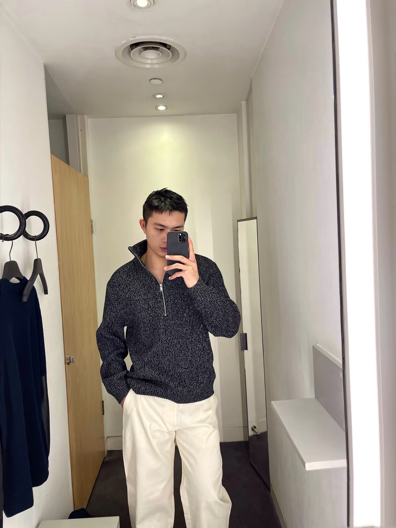 原C&S男士休闲版型半拉链立领羊毛混纺毛衣秋冬新品