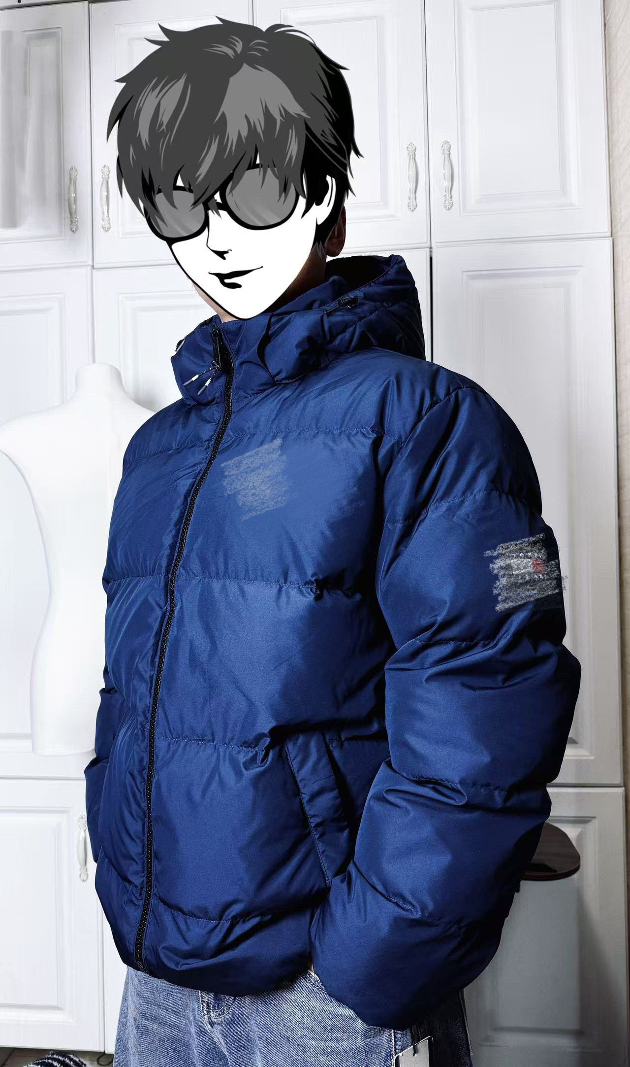 大牌男装时尚秋冬保暖复古美式拉链连帽面包羽绒服