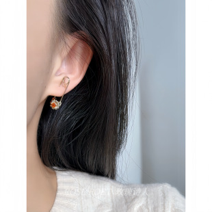 「初夏」非洲雏菊回形针穿耳曲别针耳钉女耳饰精致轻奢高级感耳环