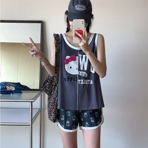KITTY猫卡通背心睡衣女套装