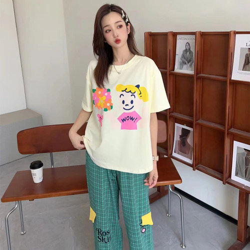 长裤家居服套装春夏季短袖睡衣