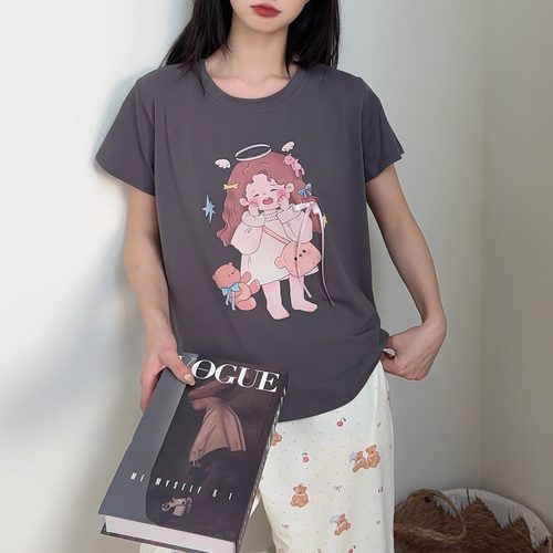 可爱天使春夏季纯棉薄款短袖长裤