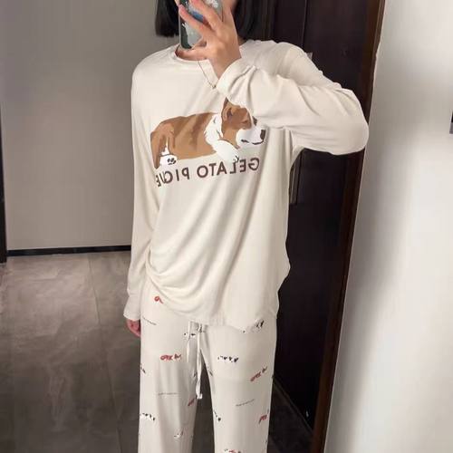 柯基狗狗卡通莫代尔柔软秋季长袖