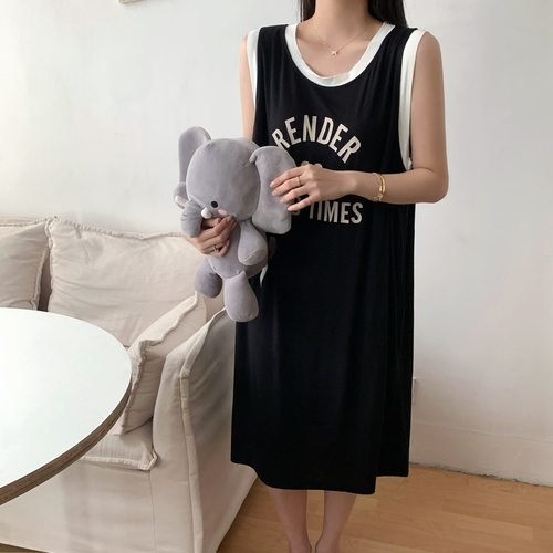 带胸垫无袖背心女士睡裙