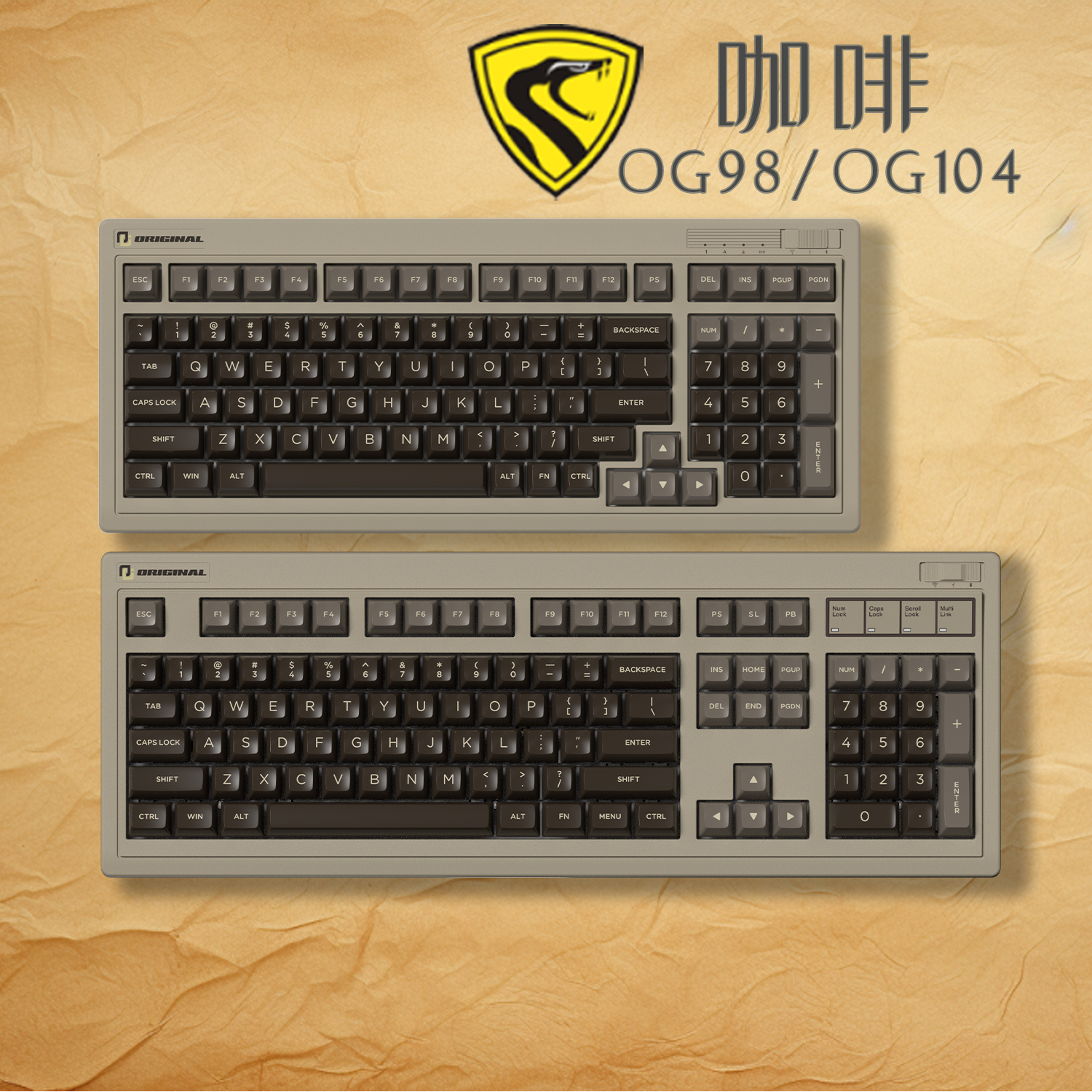 腹灵OG98/OG104码农复古机械键盘