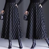 格子半身裙女秋冬新款 遮胯显瘦裙子冬裙a字长裙大摆半裙