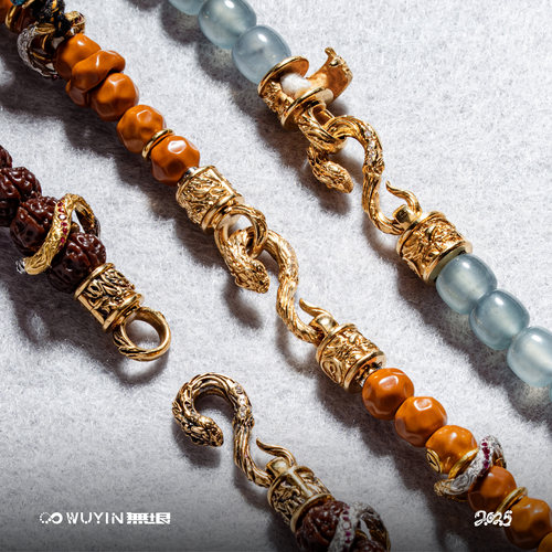 WUYIN无垠 文玩新品藤蛇连接扣配饰925银22K金 潮流复古 百搭