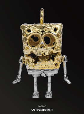 无垠海绵宝宝银镀18k金吊坠礼物