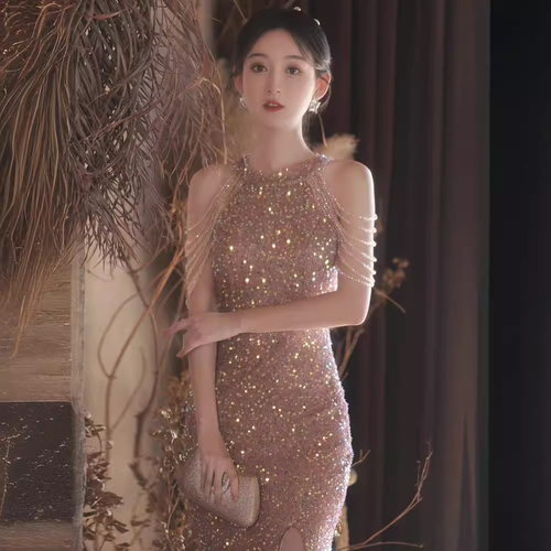 亮闪闪晚礼服女2026新款轻奢小众高端法式鱼尾裙敬酒服新娘高级感