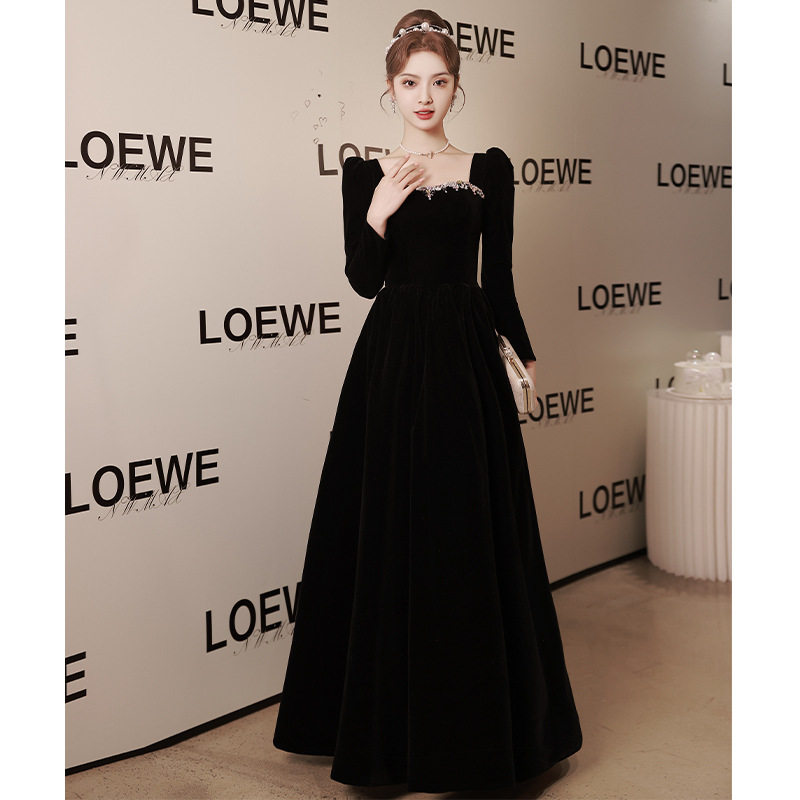 黑色晚礼服裙女2026新款气质名媛轻奢小众高端宴会年会长款高级感