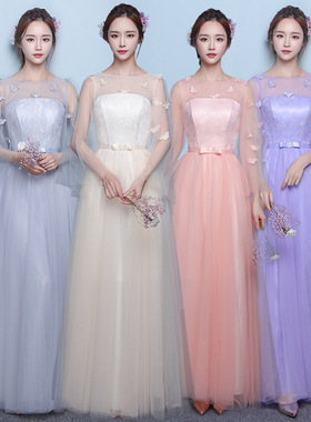 灰色姐妹团伴娘服2026新款冬季平时可穿速卖通闺蜜晚礼服连衣裙女