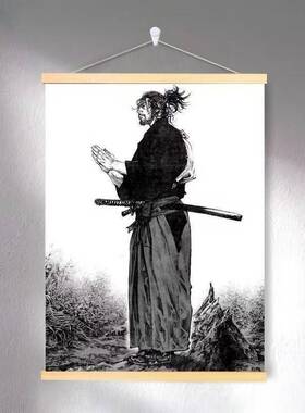 浪客行日本武士装饰画黑白禅意挂画客厅卧室书房现代简约壁画