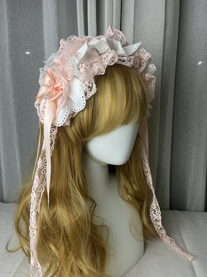 洛丽塔扁帽 lolita帽子bnt手作昭和蕾丝花边橙色发带