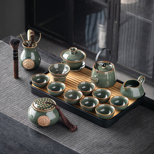 哥窑秘釉茶具套装家用办公室轻奢高档陶瓷茶壶茶杯功夫茶泡茶整套