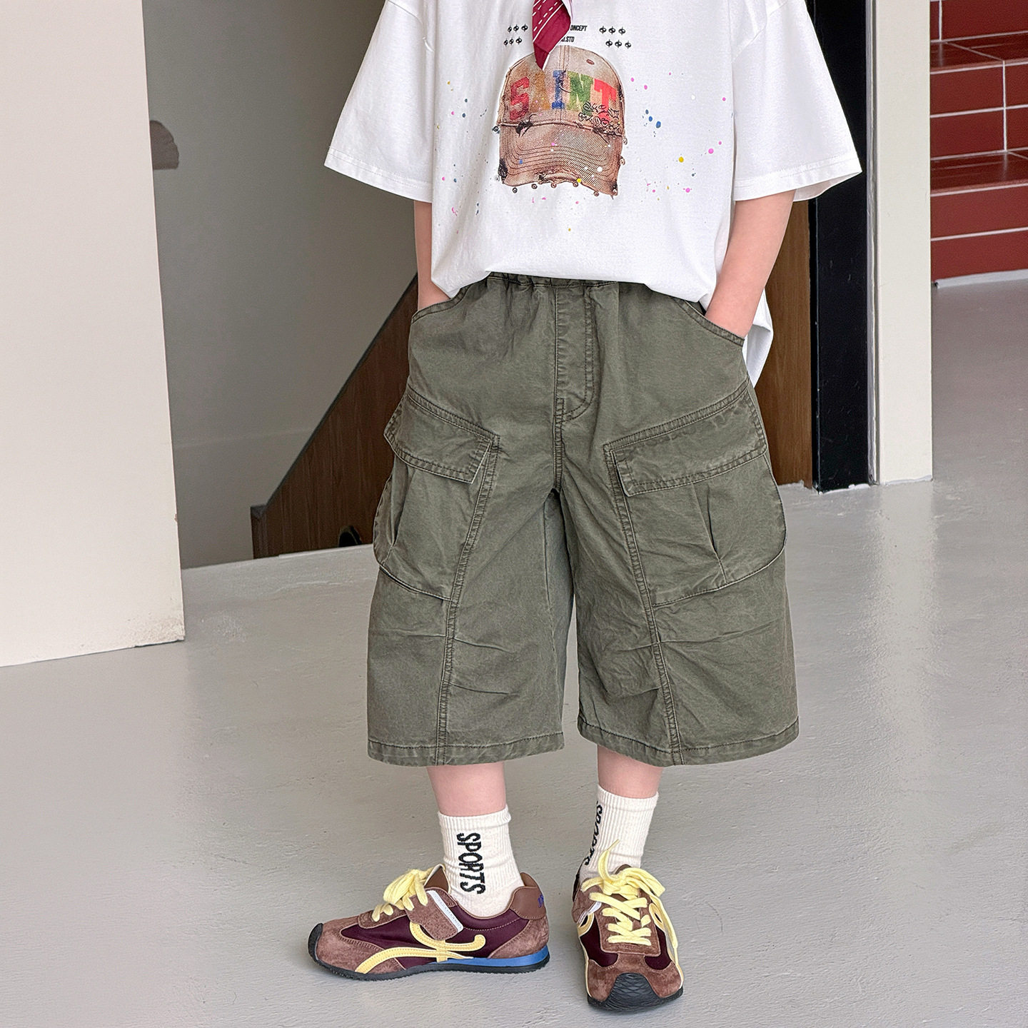 棉小铺男童短裤儿童夏季韩版2026新款潮酷宽松柔软五分童装工装裤