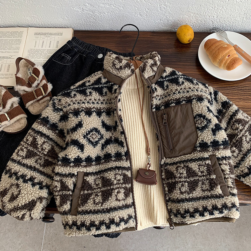 木野冬季儿童外套湖州织里童装男童韩版棉服毛毛衣中小童保暖上衣