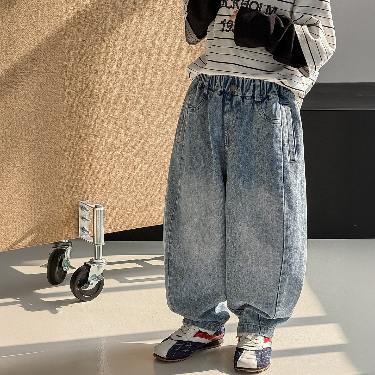 棉小铺男童牛仔裤儿童春季韩版2026新款潮范宽松弯刀裤童装裤子