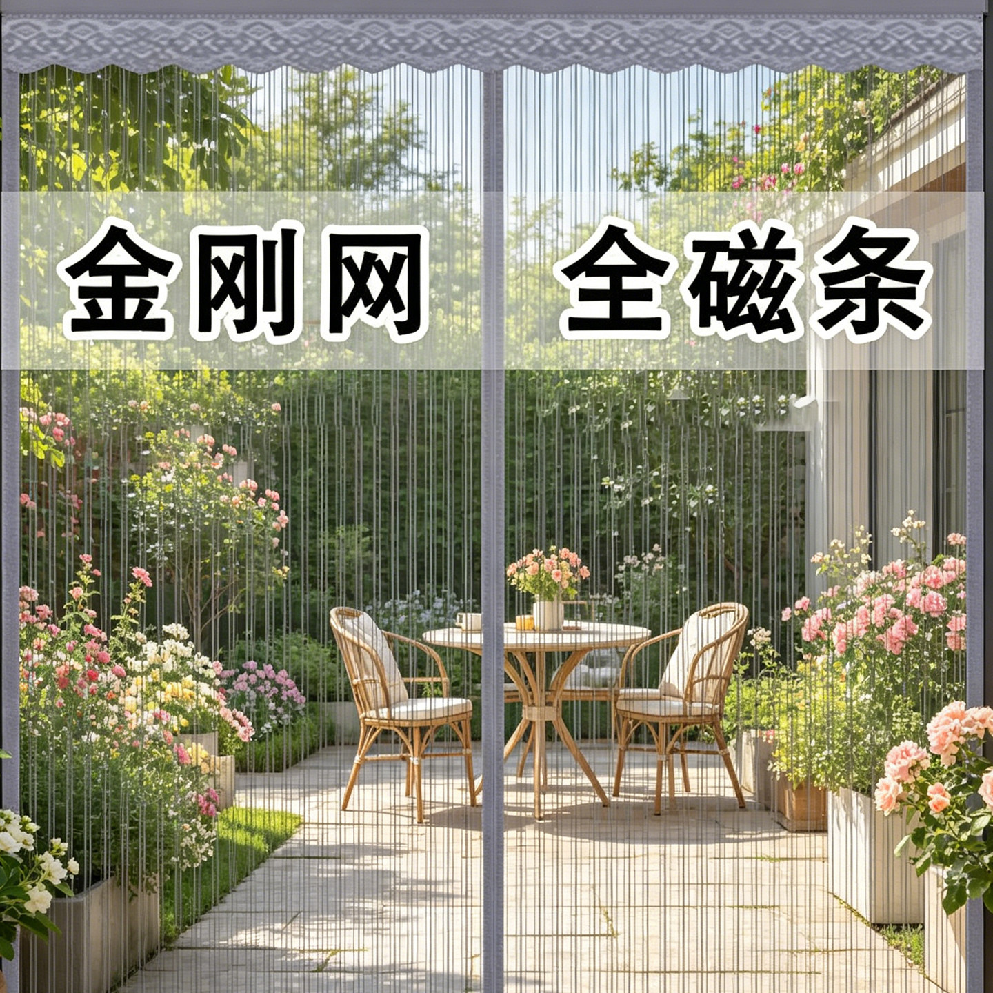 夏季防蚊磁性金刚网纱门窗帘图片