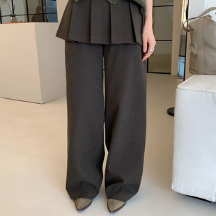 含18羊毛 WAIT 裙休闲裤 界裤 MORE百褶裙摆假两件拼接时尚