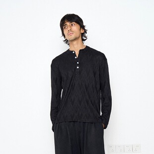 fit 打底T恤clean AGRYPNIA 混纺针织镂空亨利领长袖