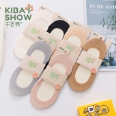 薄款 千百秀女冰丝船袜超浅口隐形夏季 硅胶防滑不掉跟高跟鞋 女袜子