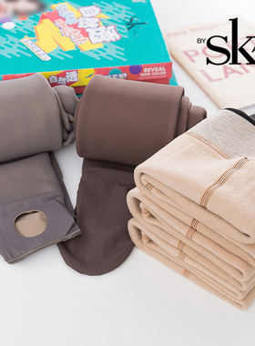 sk300克冬季空姐灰假透肉加绒加厚打底裤微压显瘦黑透肤连裤袜女