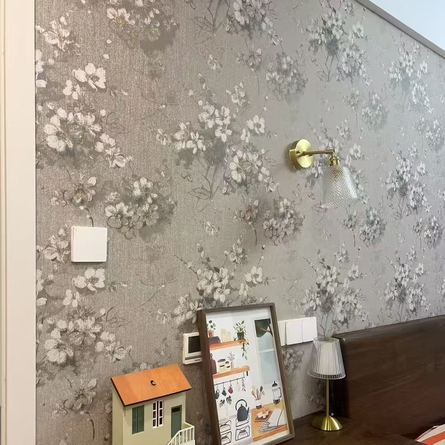 新中式国风美式乡村 豆绿墨染 棉麻哑光厚重质感 背景墙无缝墙布