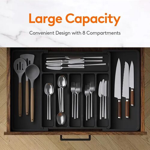 Cutlery Storage Tray Expandable Tableware Organizer Spoon Fo