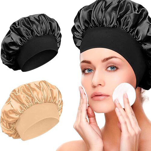 silk bonnet elastic hair care hat with sleeping cap睡帽 浴帽
