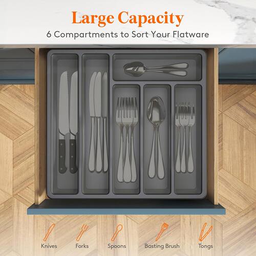 Cutlery Storage Tray Expandable Tableware Organizer Spoon Fo