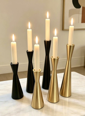 3Pcs/Set Chinese Style Metal Candle Holders Simple Golden We