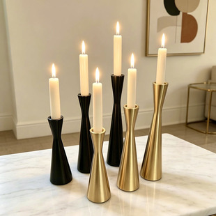 3Pcs/Set Chinese Style Metal Candle Holders Simple Golden We