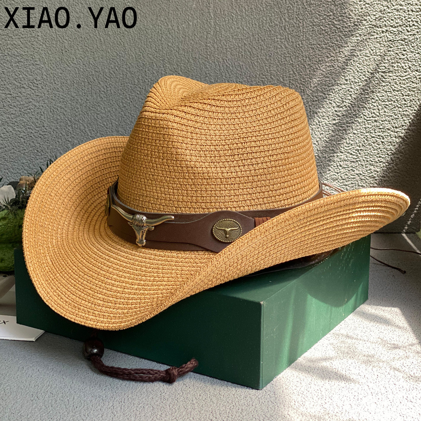 简约大檐西部牛仔草帽男女春夏旅游骑马度假防晒遮阳爵士沙滩帽子